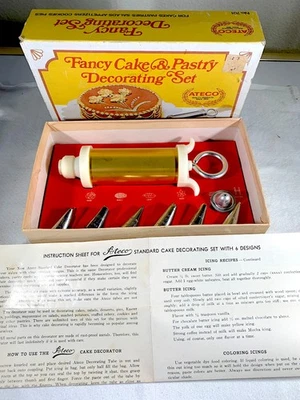 KIT DE DECORACIÓN DE PASTELES Y PASTELES DE LUJO ATECO DE COLECCIÓN #701 ~ INSTRUCCIONES Y ORIG. CAJA Foto 1 de 4