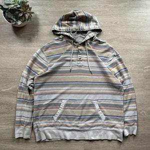 Men’s Lightweight Striped Pullover Hooded Long Sleeve Shirt Size Large Street - Picture 1 of 5