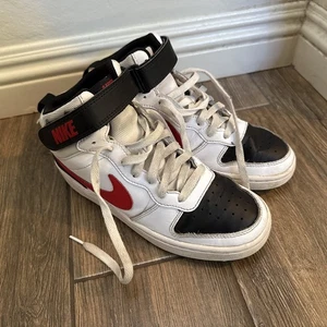 Nike Court Borough Mid 2 High-Top CD7782-110 White Red Shoes Sneakers US 5Y - Picture 1 of 10