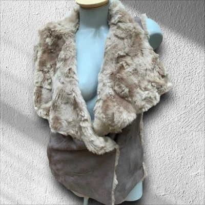 Colete de pele sintética feminino International Concepts INC camurça vegana marrom médio inverno - Imagem 1 de 4