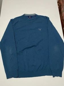 Gant superfeiner Lammwollpullover Herren Medium navy gesticktes Logo leicht - Bild 1 von 6