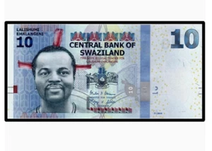 2014 Eswatini Swaziland 10 Emalangeni P-36 b UNC NEW Banknote - Picture 1 of 2