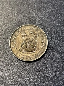 1911 Great Britain 6 Pence, KM #815 - Picture 1 of 2