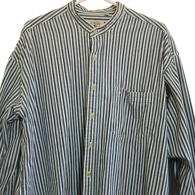 Camisa Surrey De Colección Para Hombre Talla 17 Botón Banda Cuello Rayas Manga Larga Pesada Foto 1 de 4
