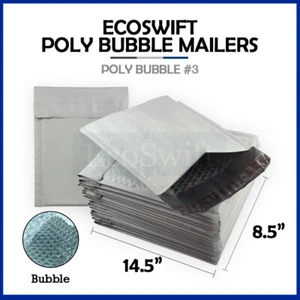 1 #3 8,5 x 14,5 EcoSwift Poly Bubble Mailers buste imbottite per spedizioni - Foto 1 di 7