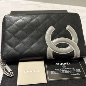 CHANEL Wallet Long Wallet Cambon Line Lambskin Coco Mark Round Zipper Women s - Picture 1 of 8