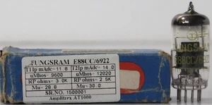 TUNGSRAM E88CC 6922 PLATINUM Matched Made in Hungary in 1960's Amplitrex Tested - Picture 1 of 10