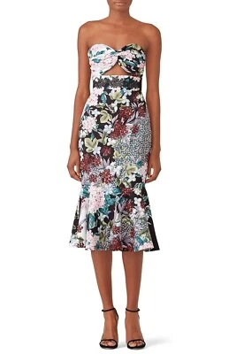 Nuevo con etiquetas Vestido Keepsake Label Lost Dreams ceñido al cuerpo midi sin tirantes con volantes dobladillo XS pequeño Foto 1 de 4