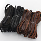 5M Flat Real Genuine Leather Rope Cord Strap String First Layer Cowhide Diy Home