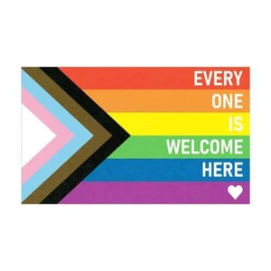 EVERYONE IS WELCOME HERE Progress Pride Rainbow Sticker LGBT W5Y7 L8X1 S2V2 - Picture 1 of 11