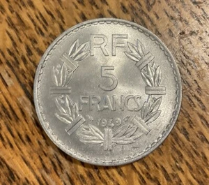 1949 France 5 Francs High Grade - Free Shipping - Picture 1 of 2