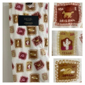 ARIZONA TEXAS USA STAMPS Rachel Roy Pink Country Southwestern COWGIRL Blanket - Picture 1 of 11