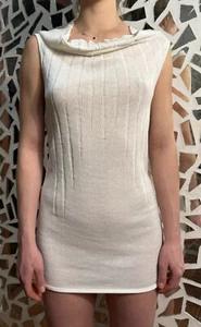 Sarah Pacini Mini Vestido Cuello Capucha Sin Mangas Blanco Talla Única - Imagen 1 de 7