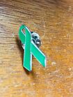 Estate Small Green & Goldtone Ribbon For A Cause Hat Lapel Pin Tie Tac ? 7/8Th?S