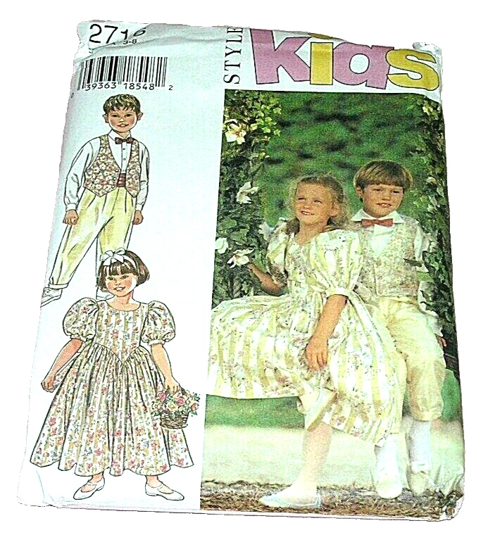 Style Pattern 2716 Size A 3 4 5 6 7 8 Kids Dress Pant Vest Cummerbund Tie Sewing - Image 1 of 1
