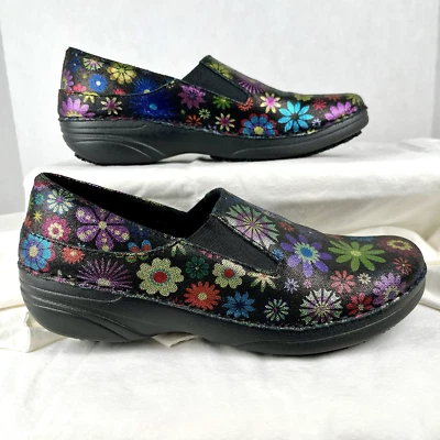 Zuecos Spring Step Manila Flower Power de cuero florales negros talla 7M para mujer en muy buena condición Foto 1 de 4
