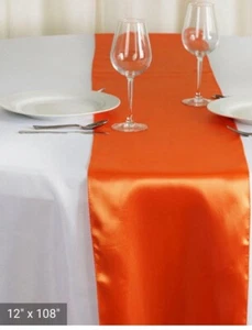 13 Orange Satin Table Runners (12x108 inch) Chair Swag Wedding Party- - Picture 1 of 2