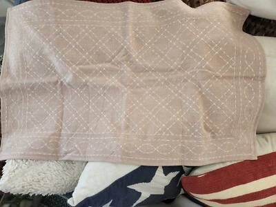 NEW Pottery Barn Flint Embroidered Stitch Lumbar Pillow Cover BLUSH Pink - Image 1 of 4