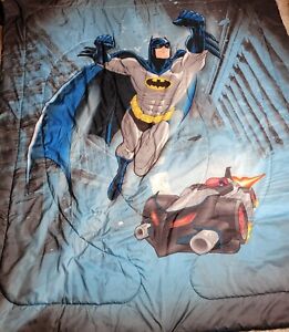 Batman DC Comics Reversible Comforter Blanket Bedspread Twin/Full 74"x86" Blue
