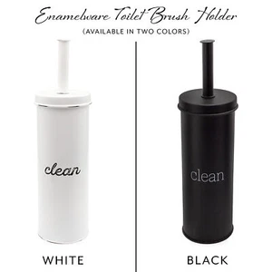Farmhouse Toilet Brush Holder; Retro Enamelware Bathroom Cleaning Set - Picture 1 of 21