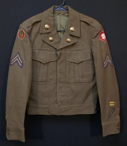 Korean War Field Jacket Wool OD Ike 1949 Artillery 24th Infantry 4th Army CPL - Picture 1 of 12