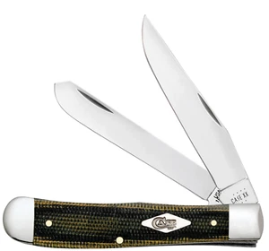 Case Smooth Green and Black Natural Canvas Micarta (SS) Large Trapper Knife - Picture 1 of 5