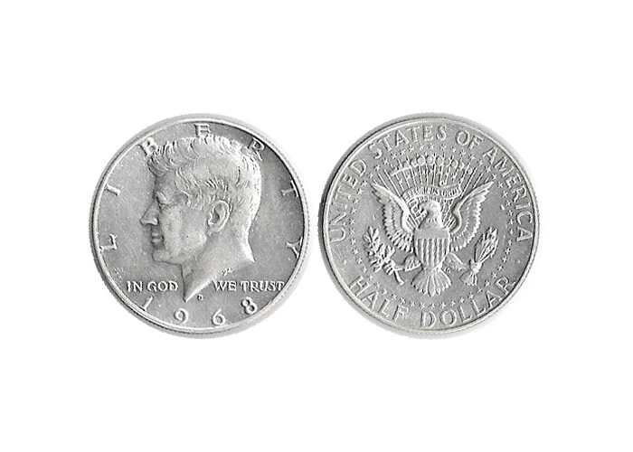 Moneda de plata Kennedy EE. UU., 1/2 medio dólar, 1968 D, en muy buen estado+ Foto 1 de 1