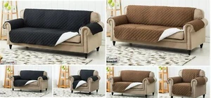 Sofa Slip Covers Reversible Waterproof Quilted Throw Pet Protector Couch Cover - Picture 1 of 19
