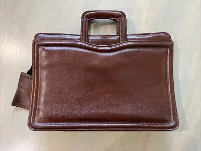 Maletín ejecutivo de cuero marrón vintage maletín para abogados con asas deslizables Foto 1 de 4