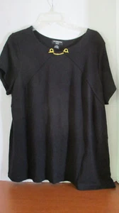 CAMISA TOP MANGA CORTA LIZ CLAIBORNE Negra con Dorado 1x - Imagen 1 de 3