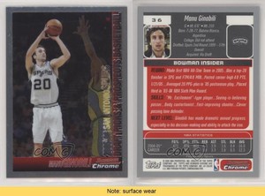 2005-06 Bowman Draft Chrome Manu Ginobili #36 HOF