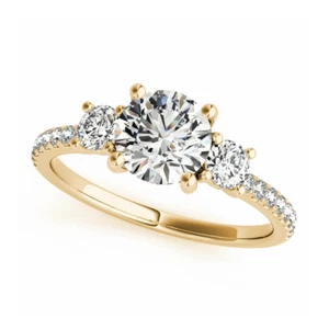 14k Yellow Gold Ring IGI Certified Lab Created 1.40 Carat Round Cut Diamond - Picture 1 of 11