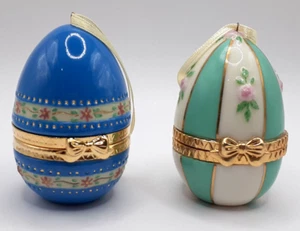 Hallmark Easter Egg Surprise Porcelain Egg Spring Ornament Rabbit Duck Lot of 2 - Picture 1 of 8