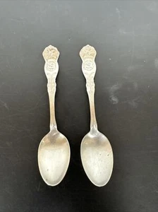 2 Antique WM Rogers & Son AA President Spoon Souvenir Eagle SP George Washington - Picture 1 of 9