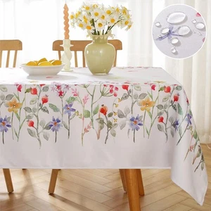 Spring Summer Tablecloth Floral for Rectangle Tables, Stain Resistant Table C... - Picture 1 of 7