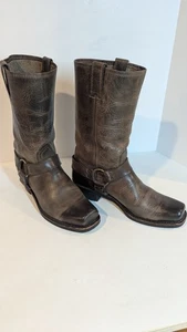 Frye Harness Belted Brown Boots Women's Sz 11 Leather - Picture 1 of 10