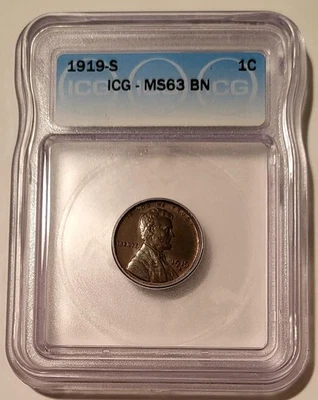 1919 S Lincoln Wheat Cent MS63 BN ICG - Image 1 of 4