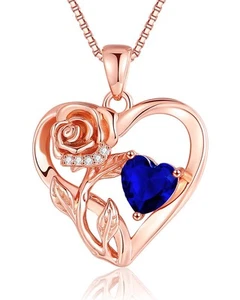 Infinity Rose Flower Heart Necklaces for Women 925 Sterling Silver Anniversar... - Picture 1 of 6