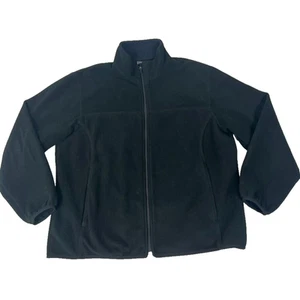Lands End Jacket Mens XL Black Full Zip Stand Up Collar Pockets Fleece - Picture 1 of 9