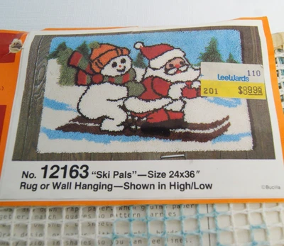 Ковер с защелкой Bucilla холщовый рождественский снеговик и Санта «Лыжные друзья» 24X36 ЧИТАЙТЕ - Изображение 1 из 4