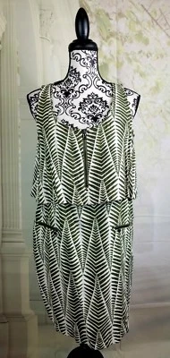 Kenneth Cole Mujer Vestido Sin Mangas Imitación Bolsillos Talla Grande Geo Estampado B17 Foto 1 de 4