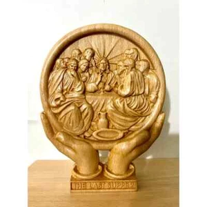 Jesus last supper - Wooden carving picture - Religious statue wall table decor - Picture 1 of 4
