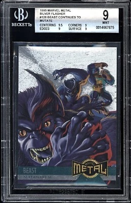 1995 Marvel Metal Silver Flashers #126 BEAST BGS 9 Mint Pop 1 None Higher! X-Men - Image 1 of 2