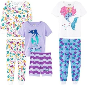 Girl 6pc Mermaid Colored Pajama Set 5T - Picture 1 of 1