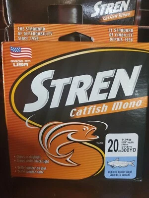STREN 20LB 300YD MONOFILAMENT CLEAR BLUE LUISANT CATFISH MONO - Image 1 of 2