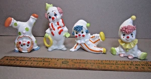 Tumbling Circus CLOWNS Enesco 1983 Bone China Set 4 Taiwan Figurines Spaghetti - Picture 1 of 10