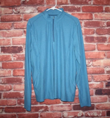 Exertek Mens Activewear Pullover Size M Blue 1/4 Zip Long Sleeves Thumb Holes - Image 1 of 4