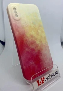 COVER in silicone per Apple IPHONE X / XS - CUSTODIA STAMPA SFUMATA ROSSO GIALLO - Foto 1 di 1