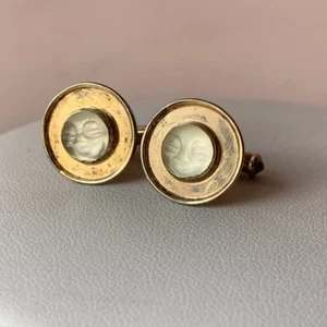 Vintage Sterling Cufflinks Moonstone Rock Crystal - Picture 1 of 8
