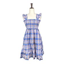 Janie and Jack Girl's Periwinkle Plaid THE EMILY Smock Sundress Size 18  A74